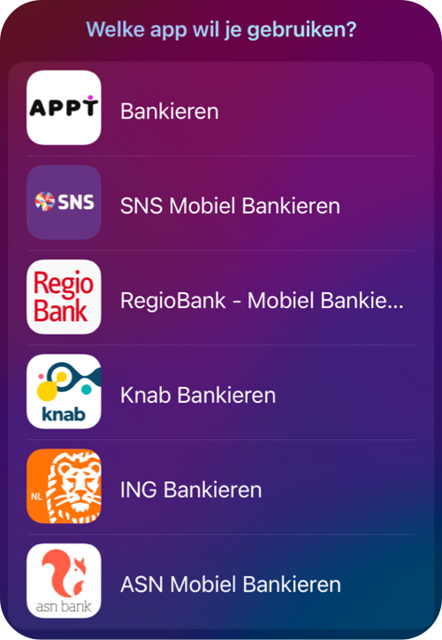 Zes apps met dezelfde naam: Bankieren voorbeeld 2